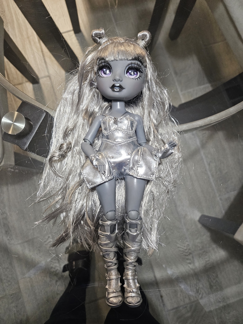 Metallic Silver Fashion Doll Outfit with Matching Boots